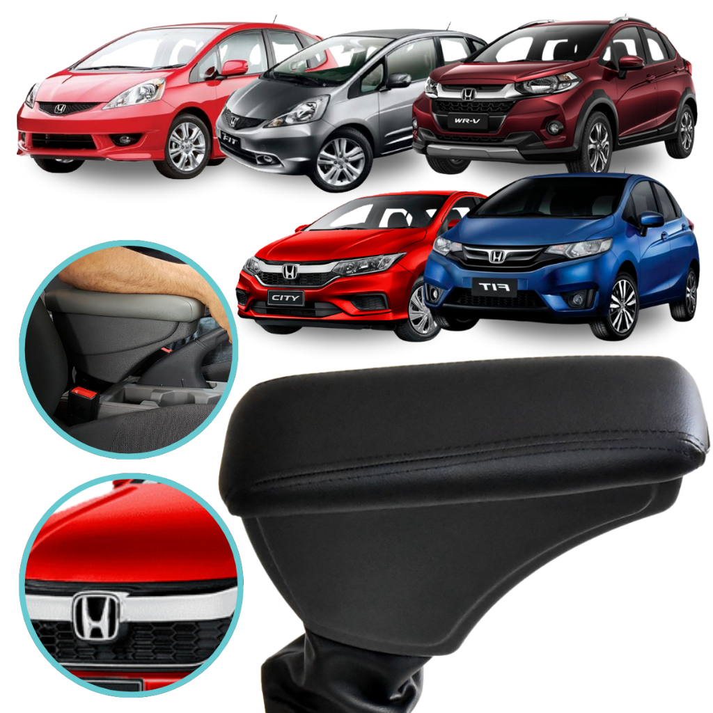 Apoio de Braço Suporte Encosto Descanço Porta Trecos Objetos Console Central Guarda Carros Automotivo Honda Fit City Wrv