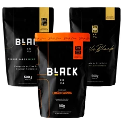 Kit com 3 Ervas Mate Tereré BLACK ERVA 500g Todos os sabores - ERVA BLACK