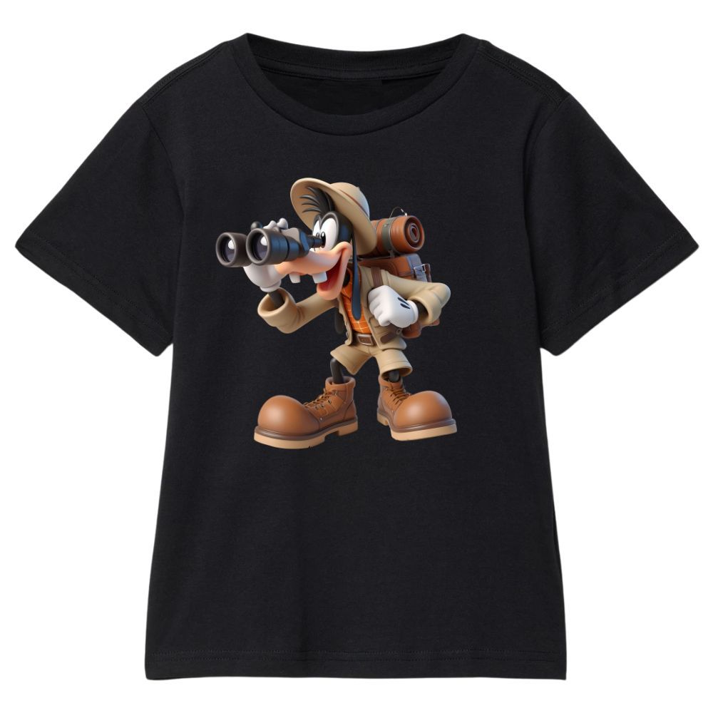 Camiseta Básica Desenho Animado Pateta Binóculo Infantil juvenil
