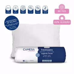 Travesseiro a Vácuo Cotton Plus 180 Fios Suporte Extra Firme 50x70cm – Camesa