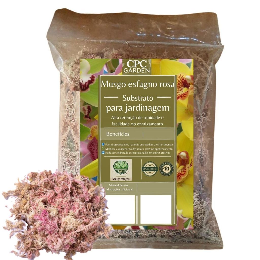 Musgo Sphagnum Rosa Para Jardinagem CPC Garden
