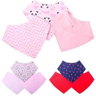 Babador Bandana Para Bebê Menina Kit 03 Peças Com Botão De Pressão em Oferta na Shopee