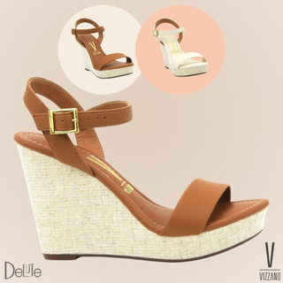 Sandália Plataforma Anabela Salto Alto Vizzano Moda Feminina Fechamento com Fivela Confortável em Oferta na Shopee
