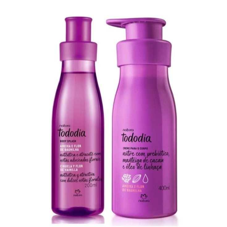 KIt Creme Hidratante Corporal + Body Splash  Desodorante Corporal 200ml Ameixa e Flor de Baunilha Natura Tododia