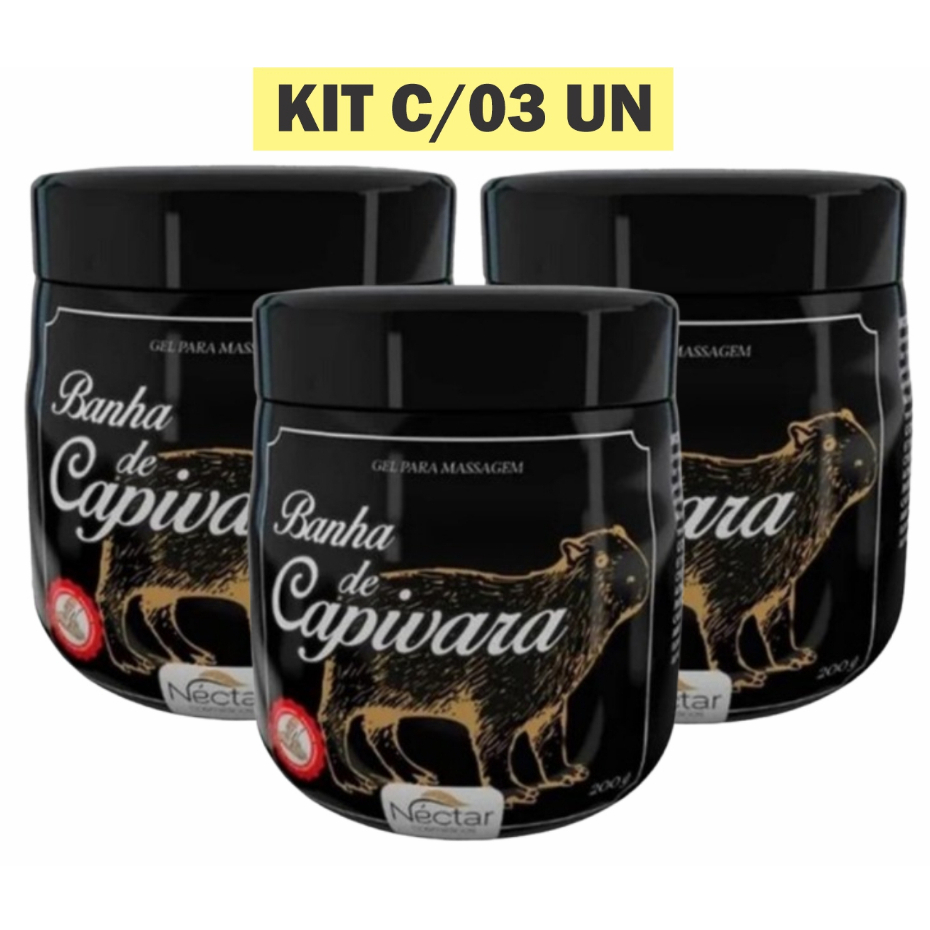 Kit 3 Gel Massageador Banha de Capivara 200g Nectar Cosméticos em Oferta na Shopee