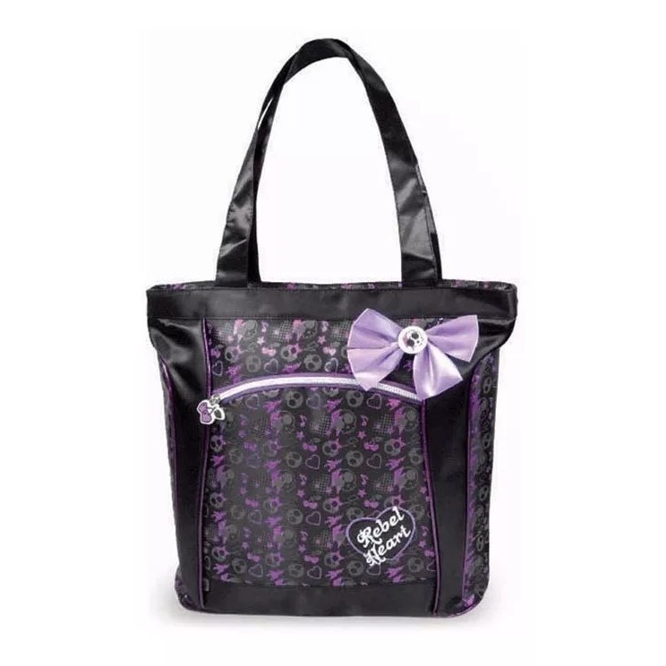 BOLSA FEMININA UNIVERSITÁRIA ESCOLAR REBEL HEART PRETA 5340 em Oferta na Shopee