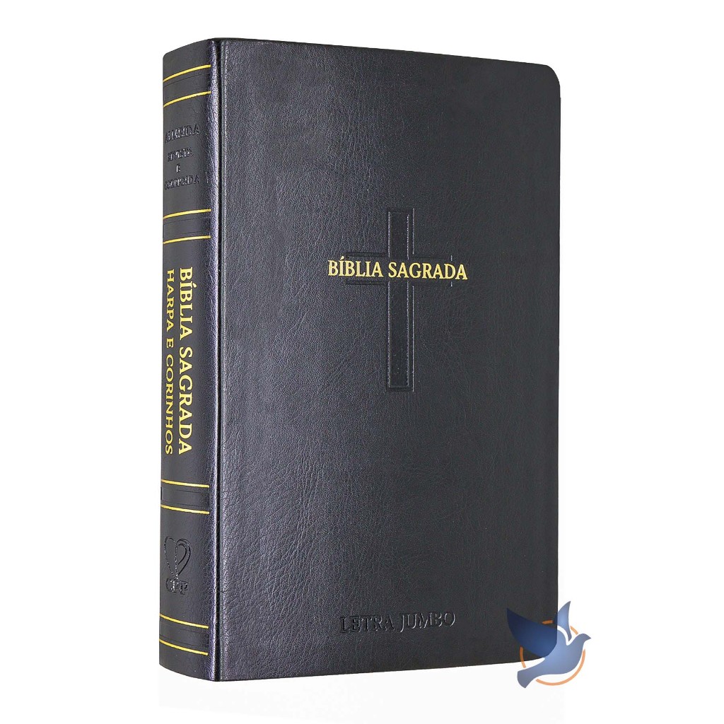 Bíblia Sagrada Gigante Letra Jumbo ARC Almeida Revista Corrigida com Harpa Capa  Cruz Preta