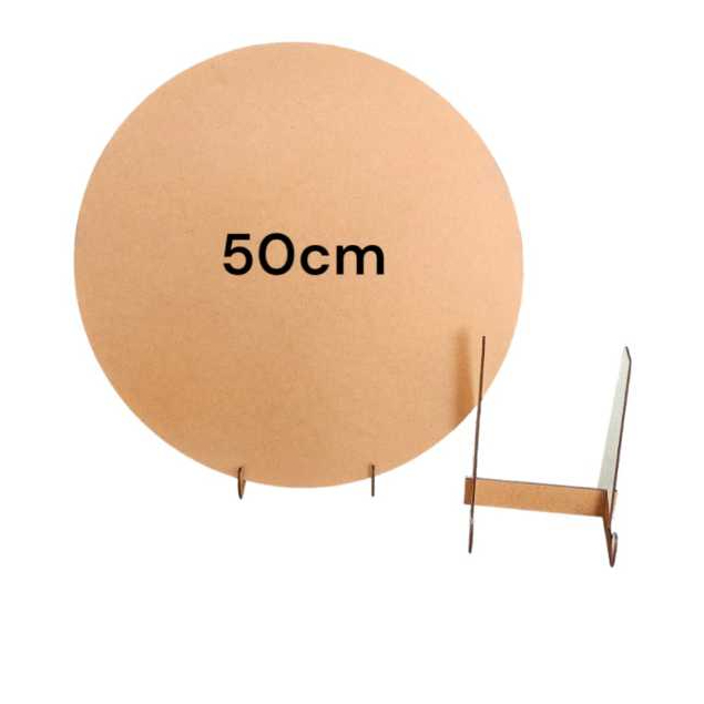 Base/Painel redondo 50cm com suporte em mdf 3mm cru