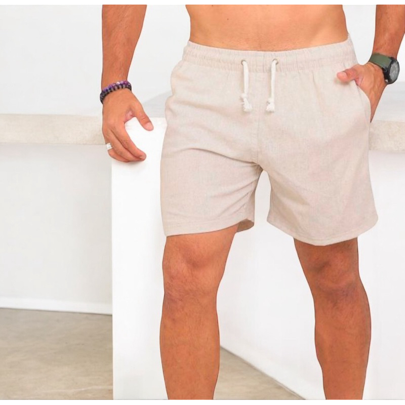 Bermuda Mauricinho Curto Short Linho Praia Moda Casual Slim Várias Fio Tinto Viscose Cores
