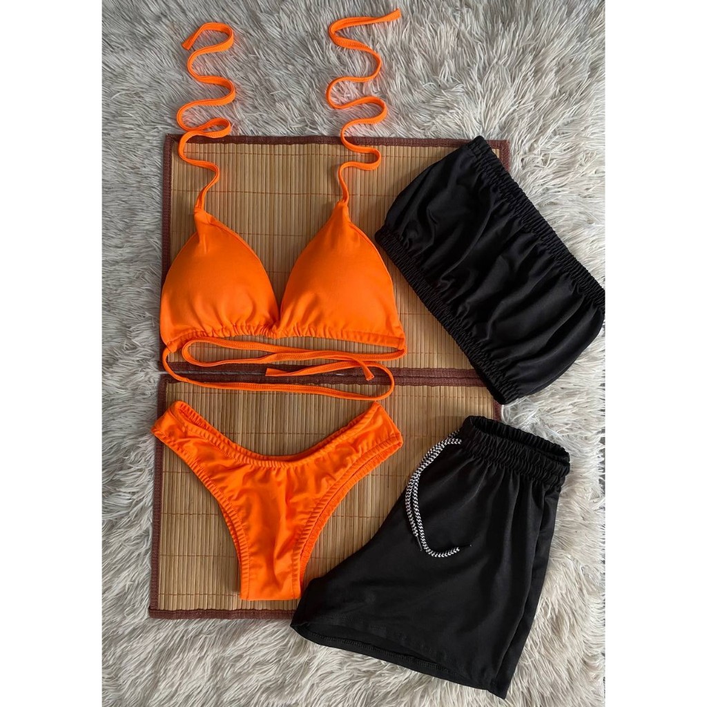 Conjunto Biquini Asadelta Cores Neon + Short Suplex + Top Promoção