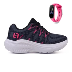 Kit Tênis Infantil Casual Meninas Escolar Basico Confortavel + Relogio