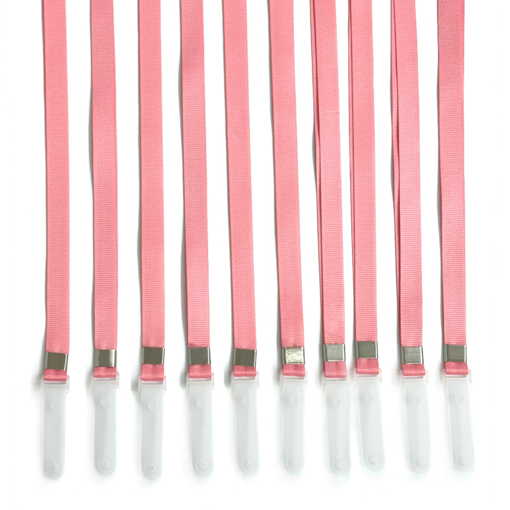 COMPRE MAIS POR MENOS - 100 Cordões para Crachá c/ Acabamento Alça Leitosa  - 12mm x 85cm - ROSA CHICLETE