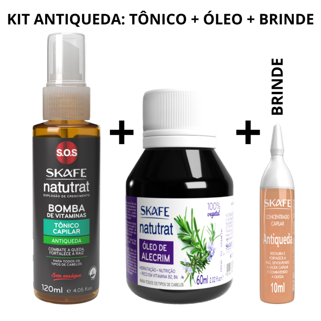 Kit Tratamento Antiqueda Tônico 120ml Óleo de Alecrim 60ml Ampola em Oferta na Shopee