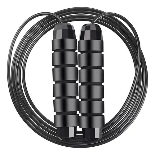 Corda De Pular Cross Speed Rope Rolamento Profissional Fit  Preto