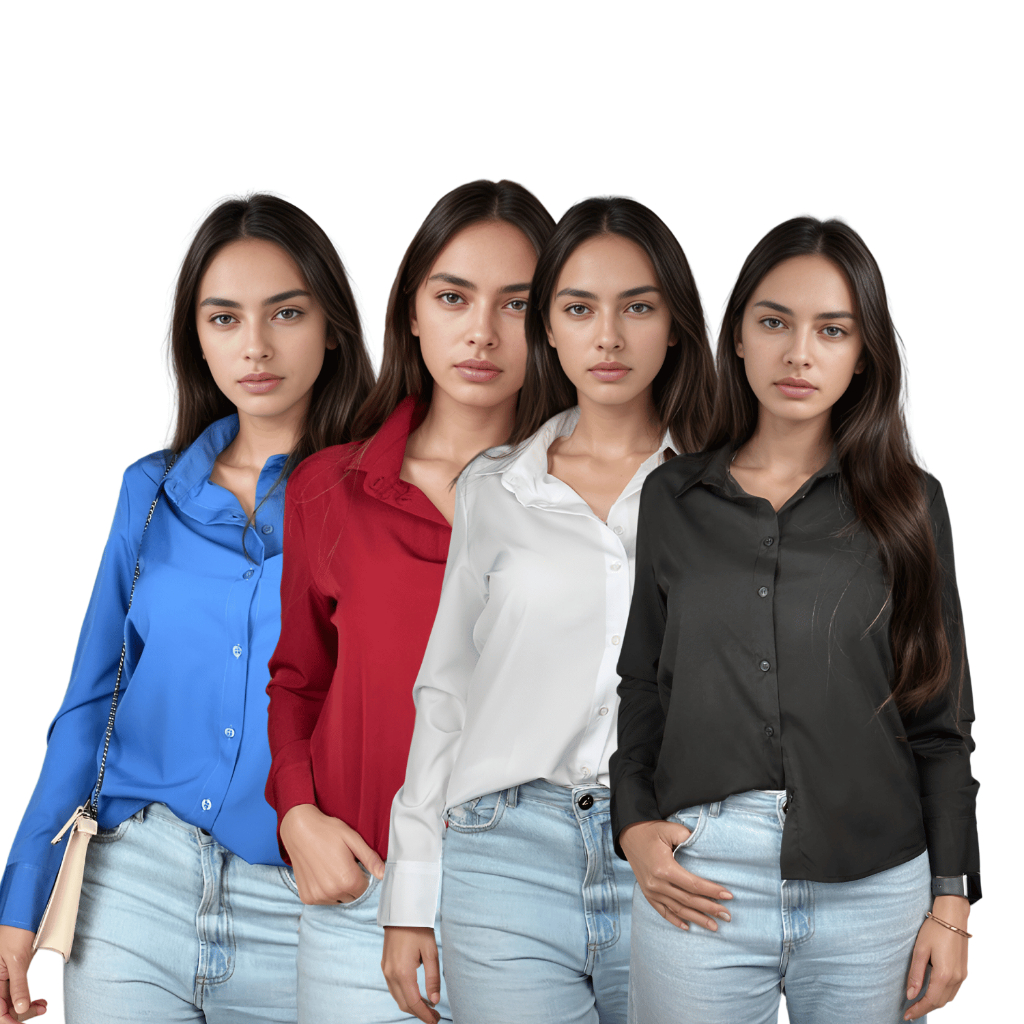 Kit 4 Camisete Social Feminina Manga Longa Com Elastano Blusa Social Feminina Premium