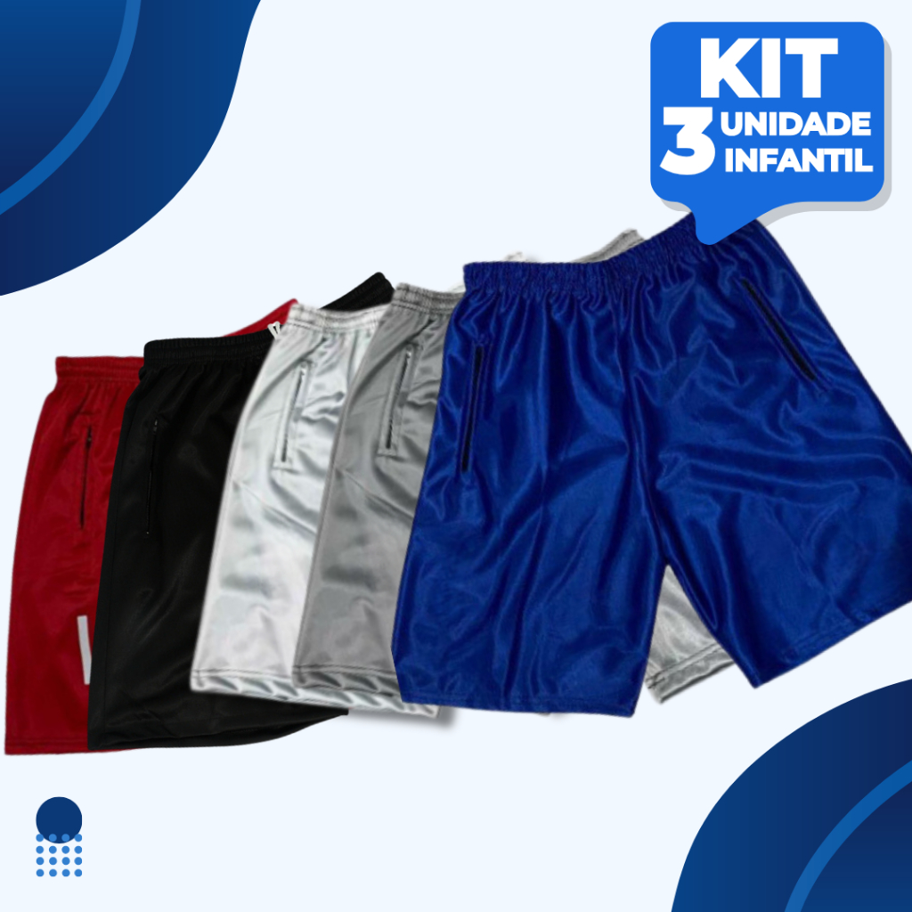 Kit 3 Bermuda Infantil Juvenil Flanelado