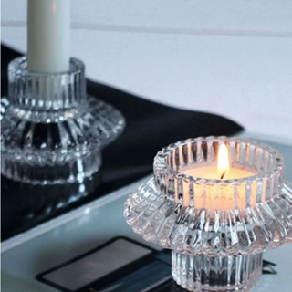 kit Castiçal de Vidro Detalhes Porta Velas Decoração de Luxo Disponível em ambos os lados em Oferta na Shopee