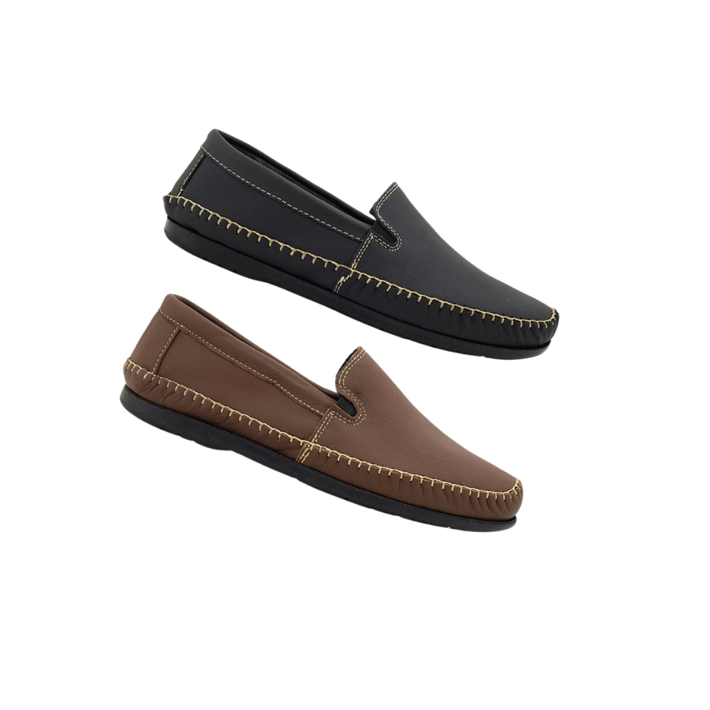 mocassim clássico masculino kit 2 pares em couro anti stress