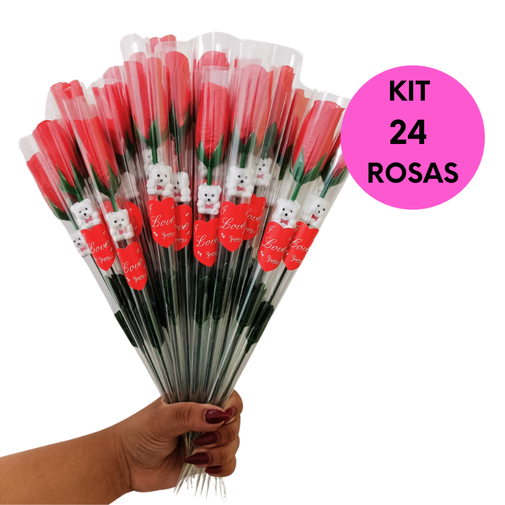 Kit 24 Botões Rosas Vermelha Buquê Flor Artificial Lembrancinha Dia Mães Dia Internacional da Mulher Dia dos Namorados em Oferta na Shopee