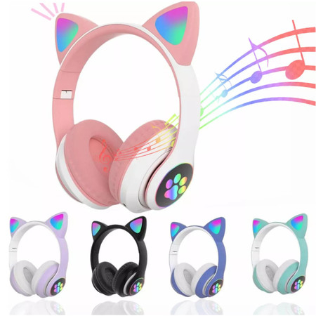 Imagem Fone Headphone Orelha Gato Colorido Led Smartphone Geek Gamer Gatinho-X4/X2