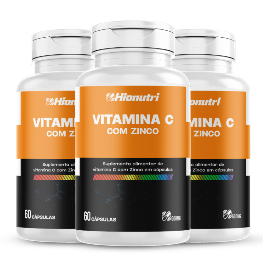 Kit 3 Pote Vitamina C com Zinco 60 Capsulas 500 Mg