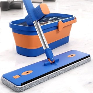 KIT 7 Conjunto De Esfregão E Balde Dobrável De Microfibra Com Raspador De Desaguamento -S1...