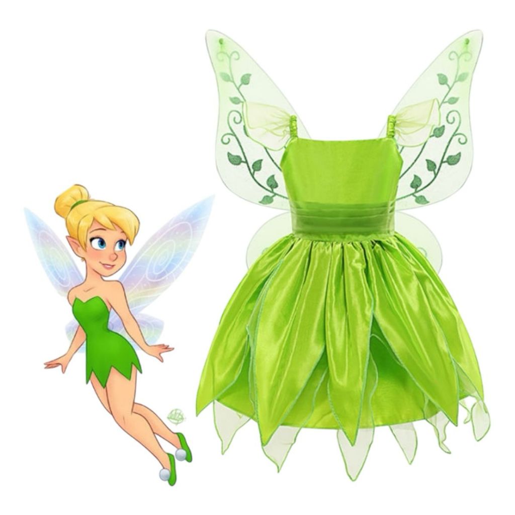 Fantasia Infantil Menina Vestido E Asas Sininho Carnaval em Oferta na Shopee