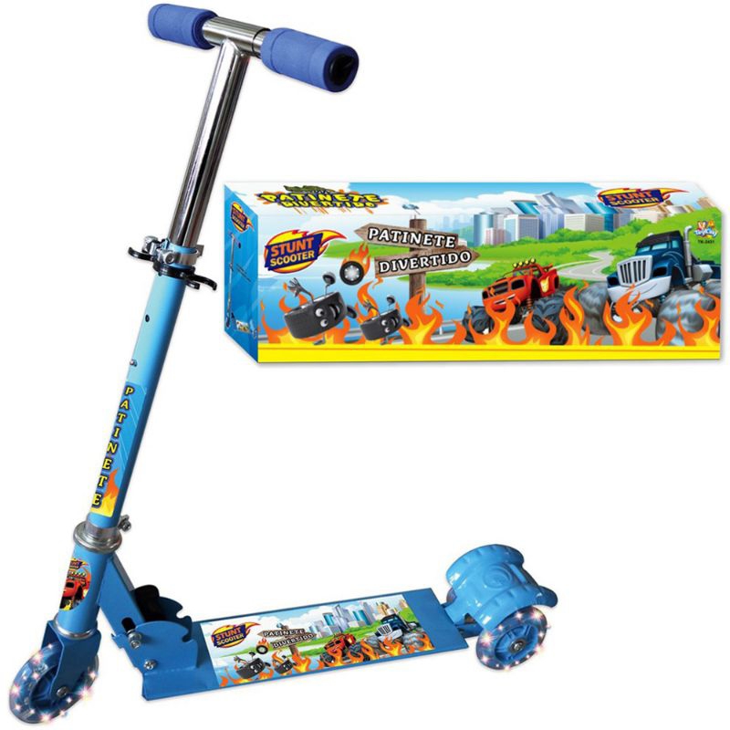 PATINETE STUNT SCOOTER COM 3 RODAS E LUZ 56X18X10CM