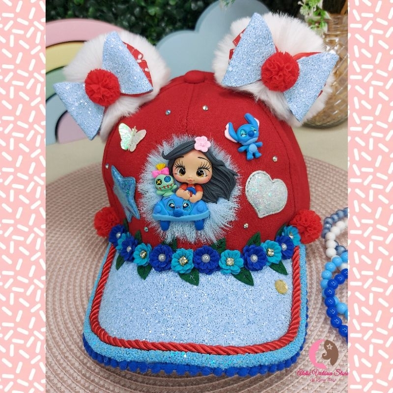 Boné Personalizado Lillo e Stitch /laços/tiara/parzinho/xuxinha/bone/bico de pato/arquinho