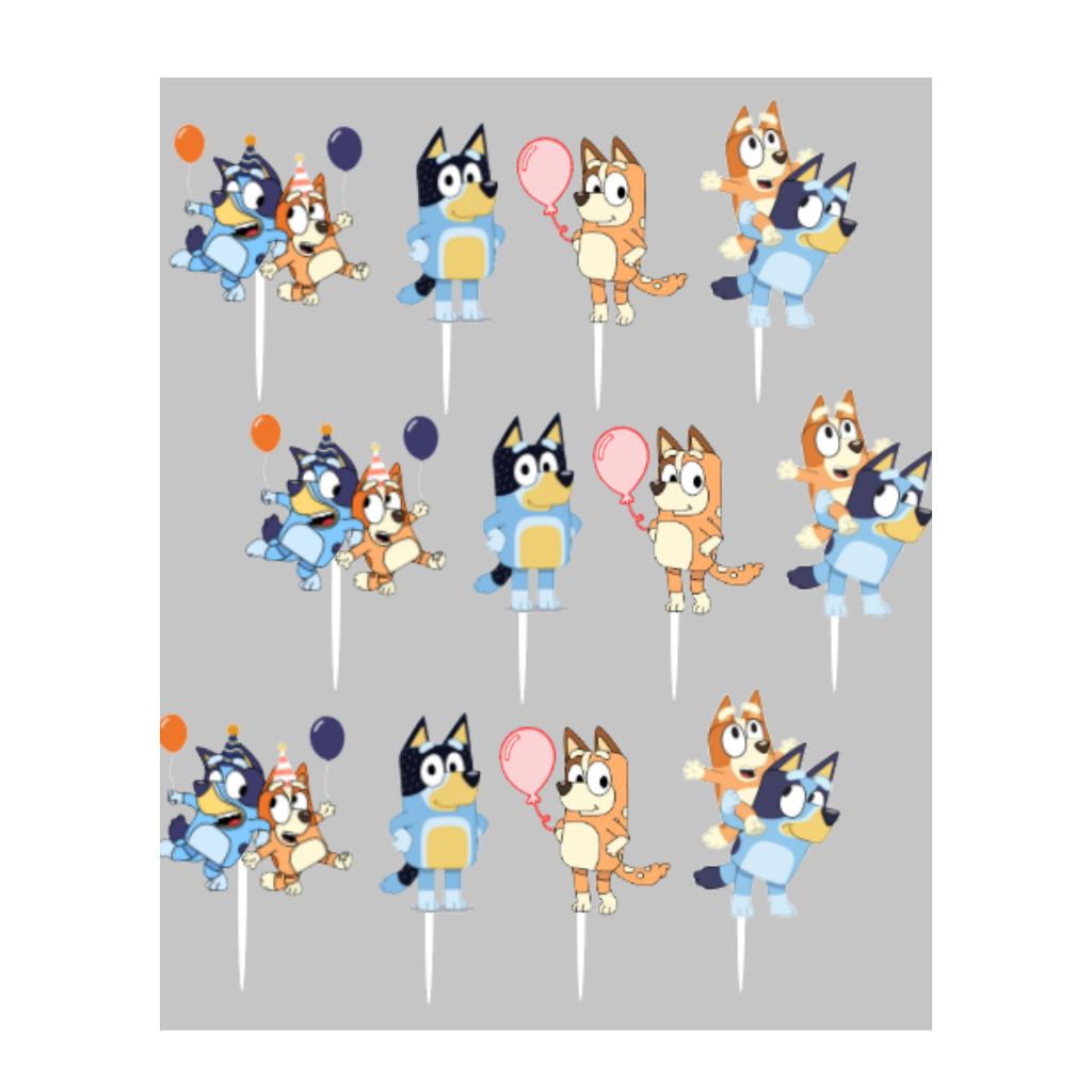60 Tags Toppers para docinho bluey e bing Infantil brigadeiro e beijinho topo de docinho para festa