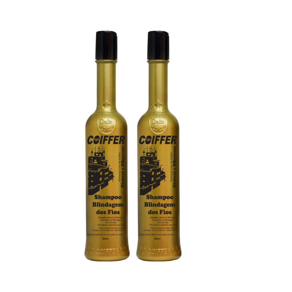 Kit 2 Shampoo Blindagem de Fios Coiffer 300ml Limpa Hidrata e Protege