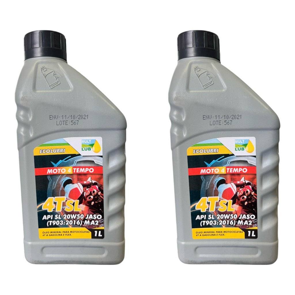 Kit 2 Oleos LUB Moto 4T 20W 50 SL 1L Mult LUB em Oferta na Shopee