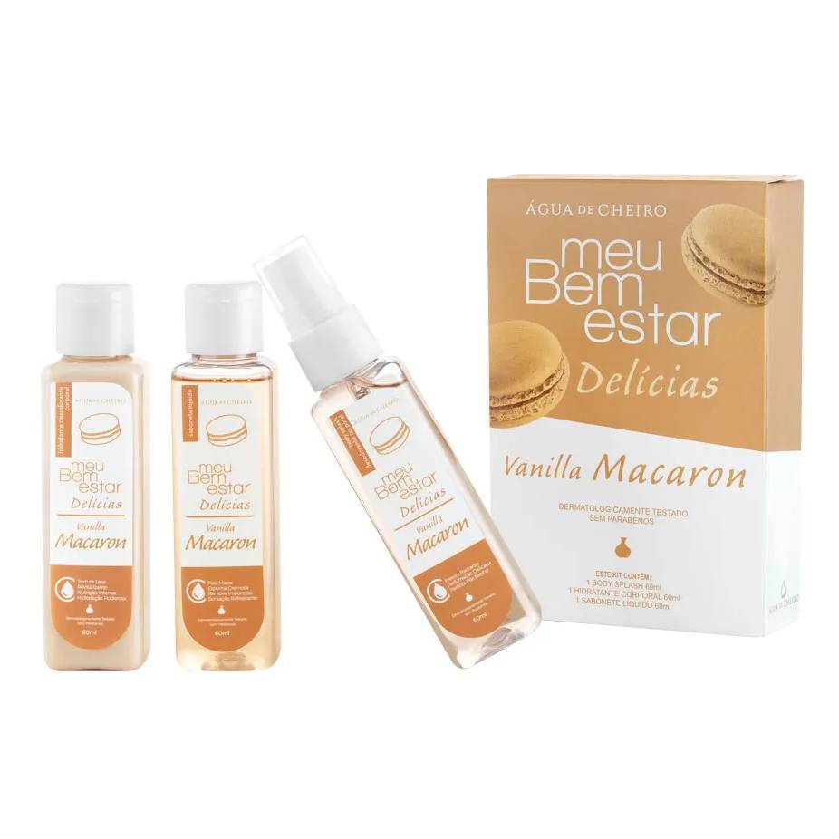 Kit Meu Bem Estar • Vanilla Macarron 3x60ml – Body Splash + Hidratante + Sabonete