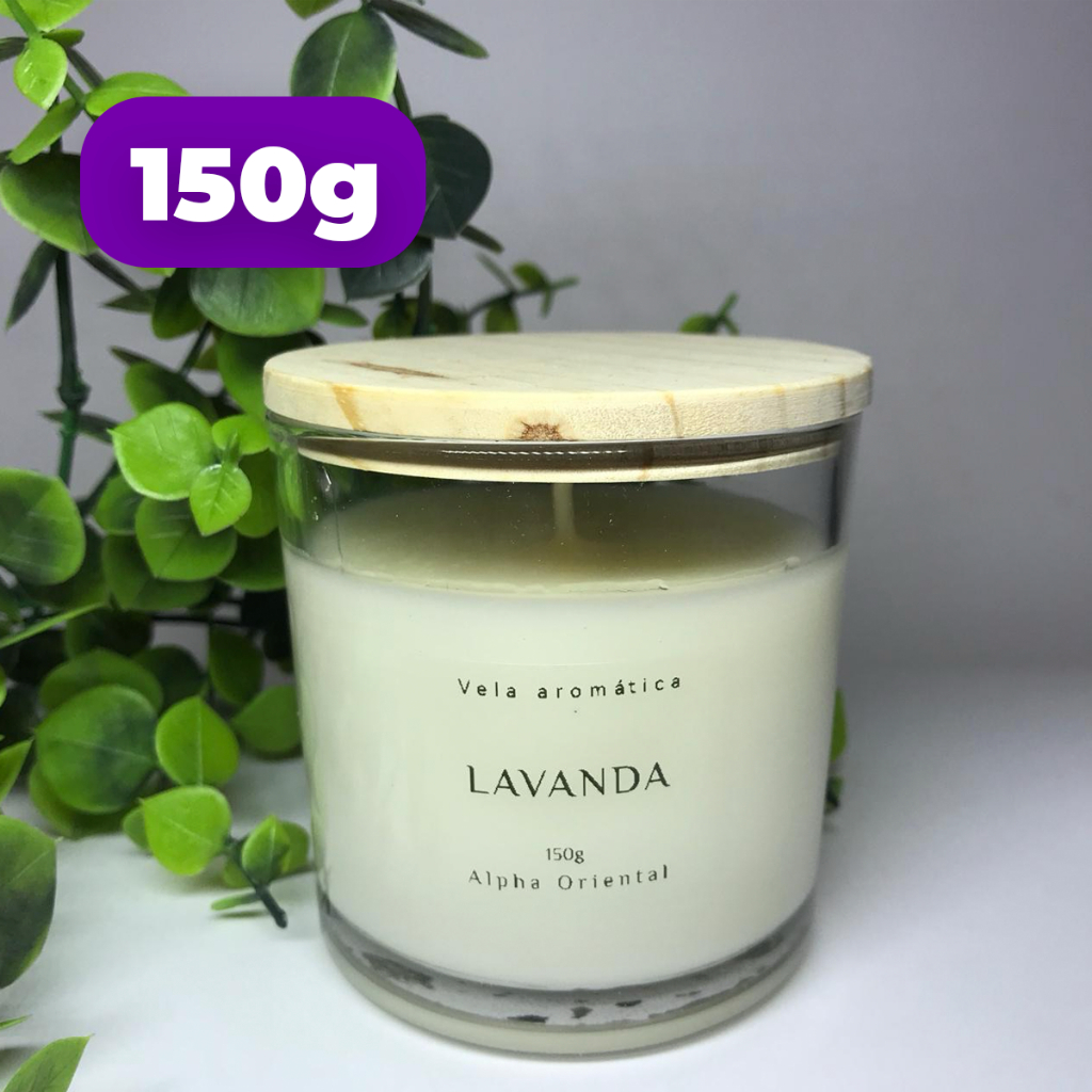 Vela aromática artesanal PREMIUM 150/100G - Vários Aromas - Com especiarias e tampa de mad...