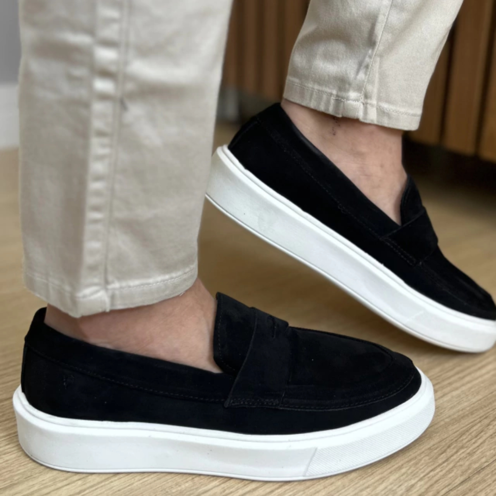 Sapato Social Masculino Mocassim Casual Democrata Loafer Em Camurça Moderno Premium Leve Confortável Sport Fino