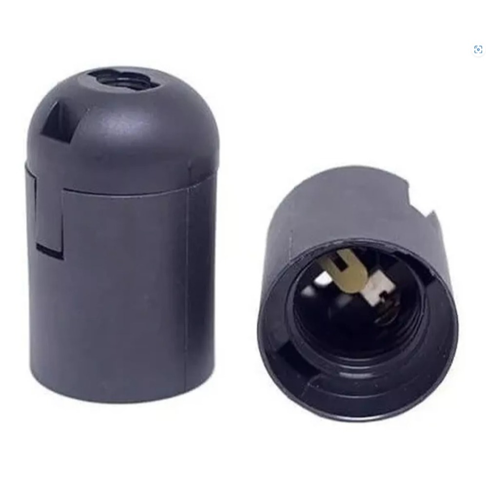 2 Un. Bocal Soquete Plástico E27 Lustre Abajur Pendente COR PRETO