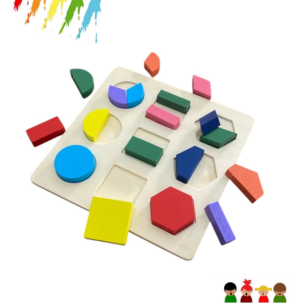 Brinquedo Educativo Pedagógico 18 Peças Madeira Colorido Para Criança em Oferta na Shopee
