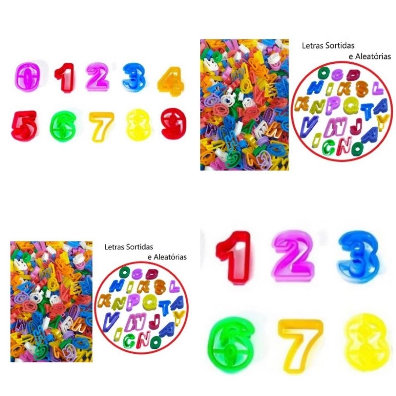 KIT   CORTADORES Forminhas de “LETRAS” OU ´´NUMEROS``para Massinha de Modelar