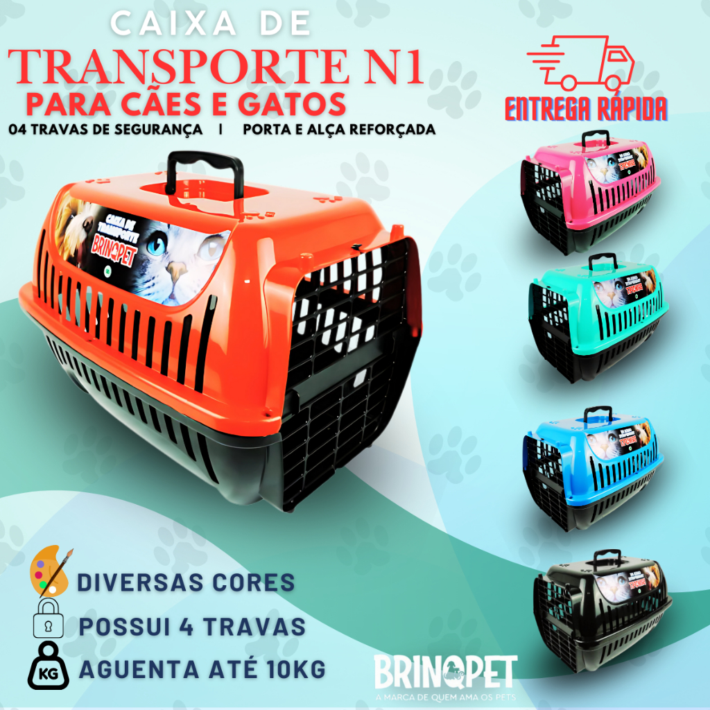 Caixa Transporte Pet Nº1 Cães Cachorros Gatos Plástico Brinqpet em Oferta na Shopee