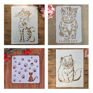 Gatos Felinos Stencil Estêncil Molde 4 Folhas A4 em Oferta na Shopee