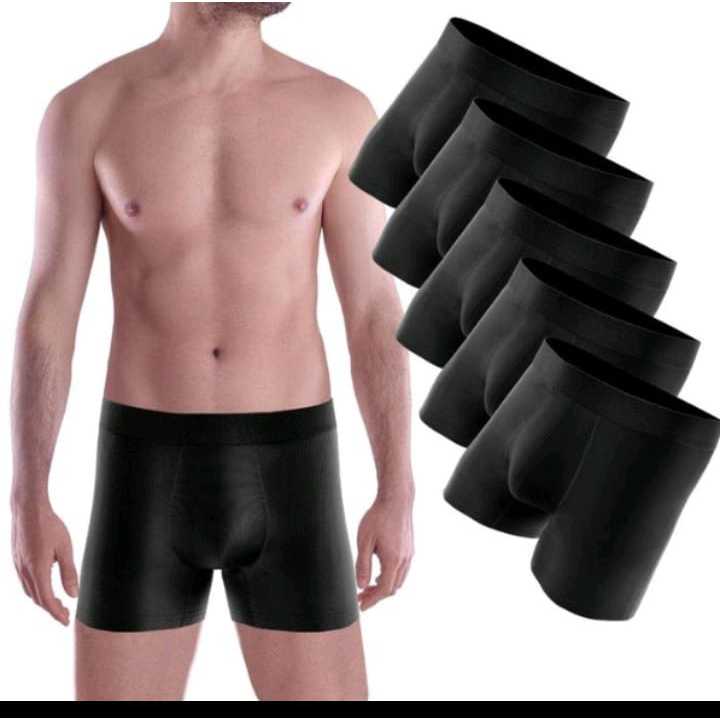 Kit 5 Cuecas Boxer Pretas Adulto Box Masculina Com forro