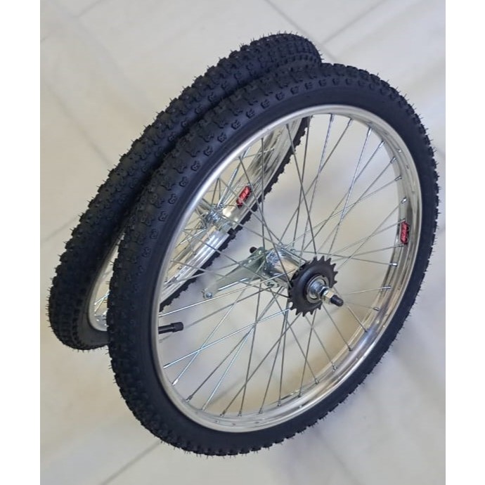 RODAS P/BICICLETAS MONARETA-BERLINETAS-20X1.75(406)-AROS ALUMÍNIO-PASSEIO/VARÃO(SUECO)-FREIO CONTRA PEDAL-COD.320.915.PI
