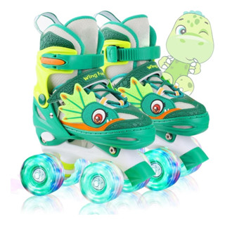 Patins Quad Infantil Dinossauro Ajustável + Led Nas Rodinhas em Oferta na Shopee