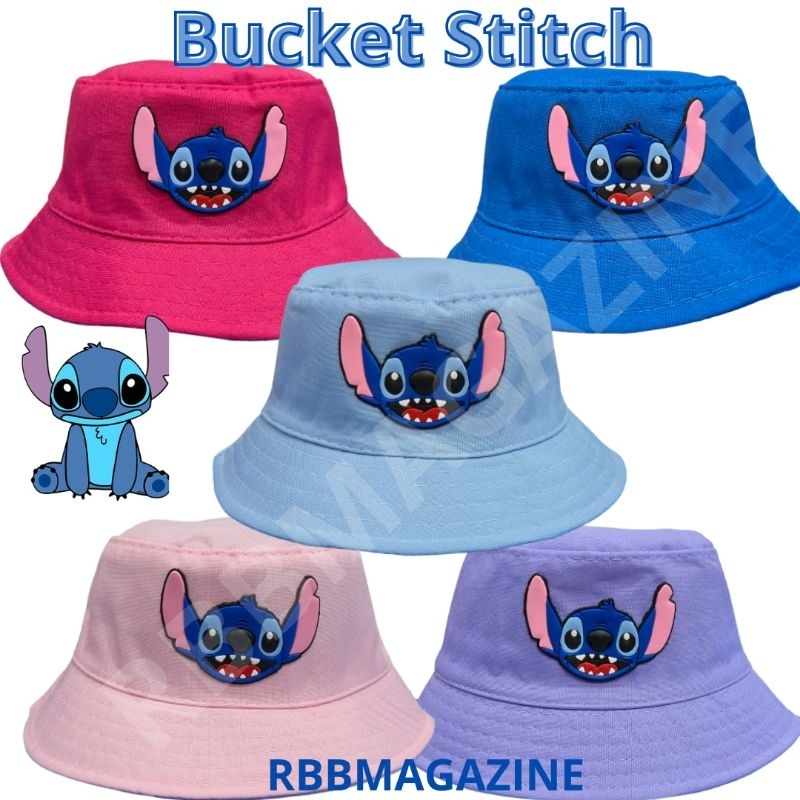 Chapéu de Praia Bucket Infantil com Aplique Emborrachado do Stitch – Estilo e Proteção Para Seus Dias ao Sol!