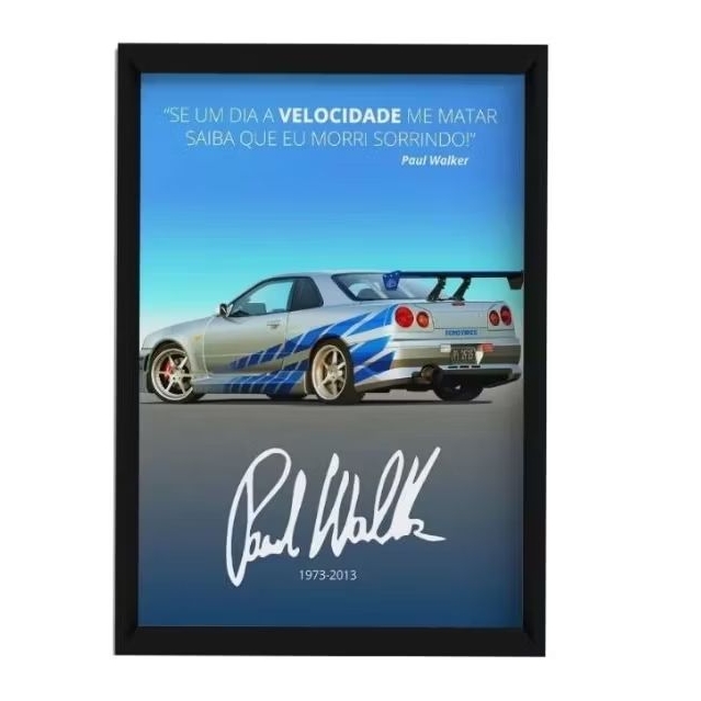 Quadro carro paul Walker com moldura 30 x 21 em Oferta na Shopee
