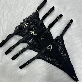 Kit ousada com 4 calcinhas fio dental diferentes(boquinha,playboy,ponto de luz e coração strass) em Oferta na Shopee