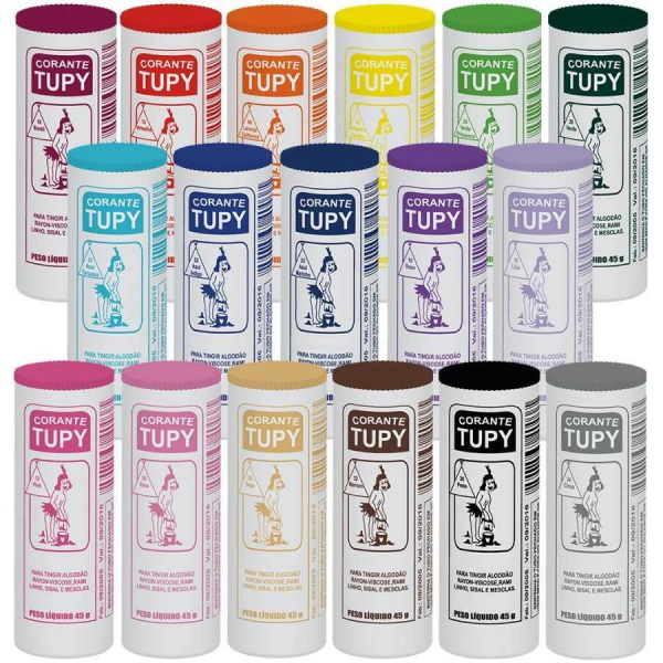 Corante para Tingir Tecidos Roupa Tupy 45g Diversas Cores em Oferta na Shopee