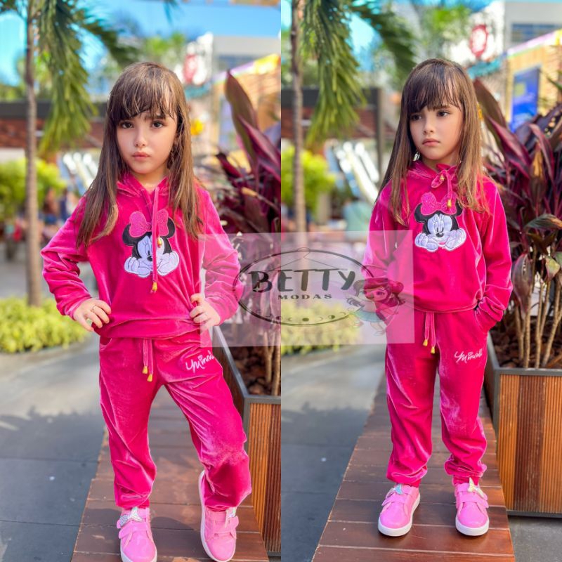 Conjunto menina infantil veludo inverno