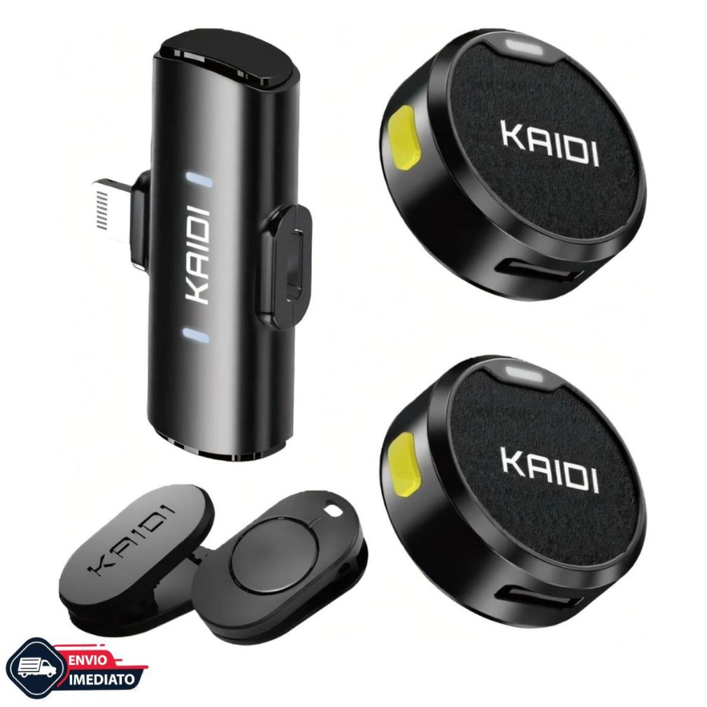 Microfone De Lapela Profissional Duplo Sem Fio para celular usb C & Lightning