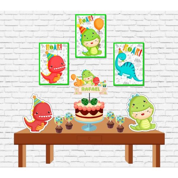 KIT FESTA ANIVERSÁRIO SÓ UM BOLINHO / MESVERSÁRIO DINO BABY em Oferta na Shopee